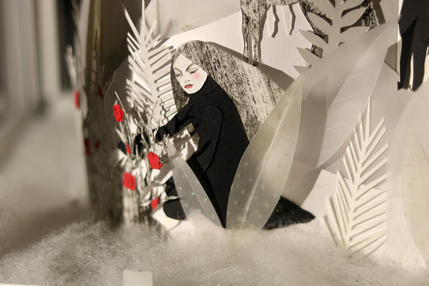 Papercut Illustrated Installation of the Snow Child by Angela Carter
